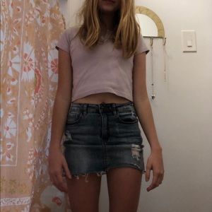 Denim skirt with accent colors🍒